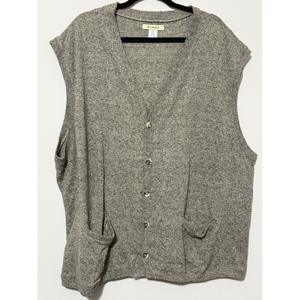 Vtg 90s Mens 2X Silk Cotton Button Front Sweater Vest Pockets preppy Grandpacore